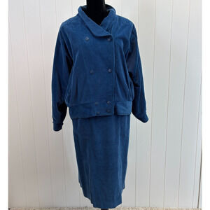 Vintage Sakura Sport Womens Career Casual Corduroy‎ 2pc Skirt Suit Size MP Comfy